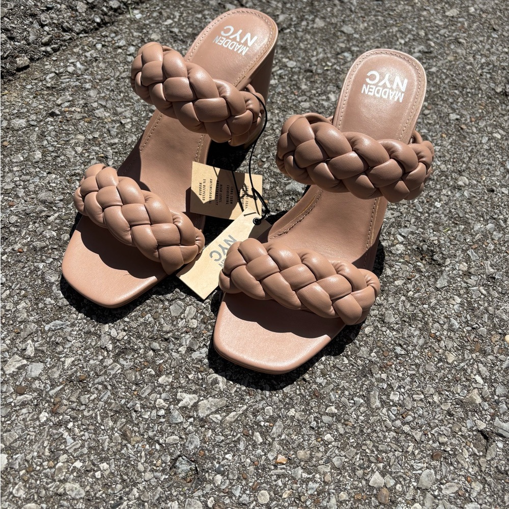 Women's Braided Double-Strap Slide Sandals - Nude